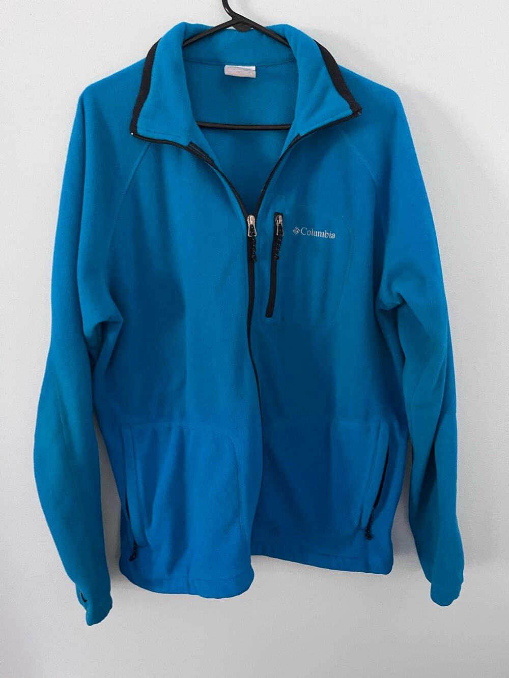 Columbia Multi Zip Blue Fleece Jacket Size Large